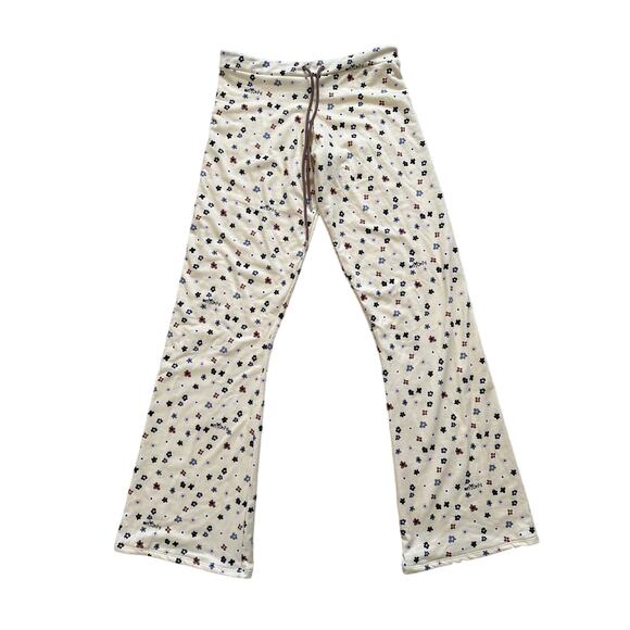 Omighty - Drawstring Waist Floral Flare Pants in Yellow - Picture 1 of 4